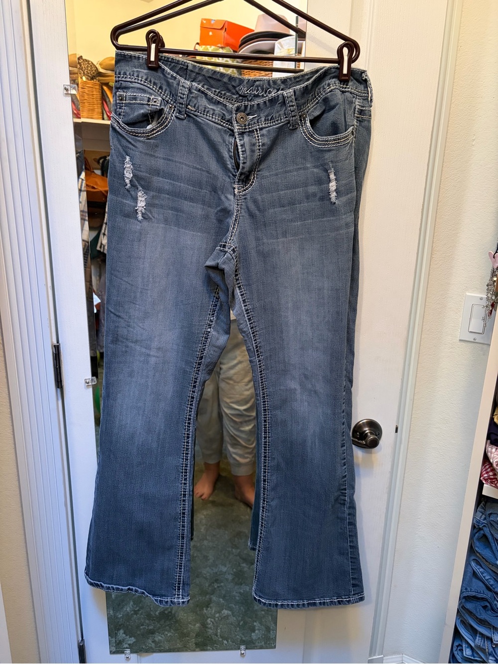 Maurices Faded Blue Bootcut Jeans with Subtle Distress